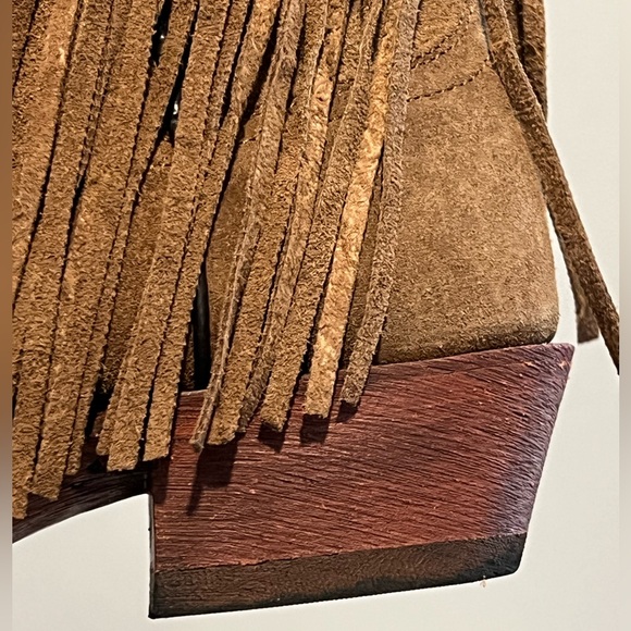 J.B. Dillon Brown Suede Fringe Cowgirl Western Boots Size 7.5 - Picture 6 of 9